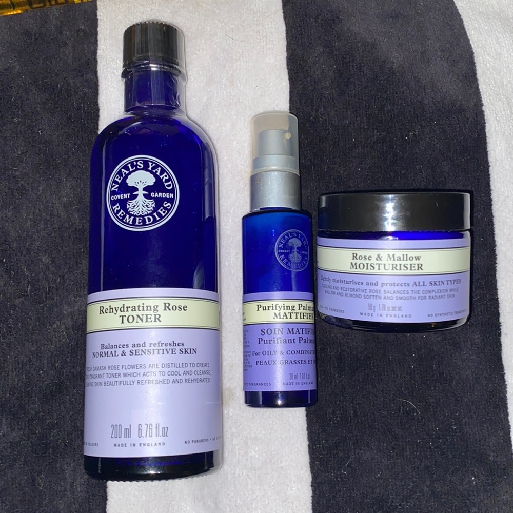 Neal’s Yard REMEDIES hydr rose toner & purif palmarose mattifier & mallow moistu